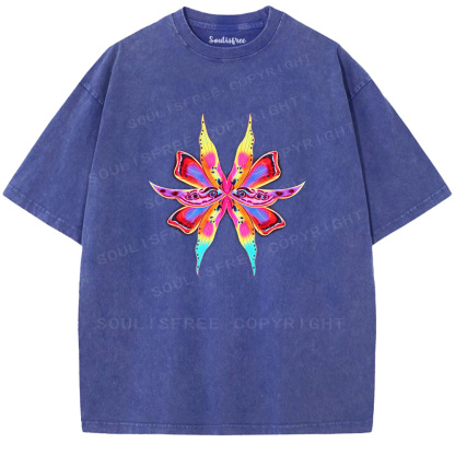 Soulisfree Psychedelic Eye Butterfly  Washed Tee