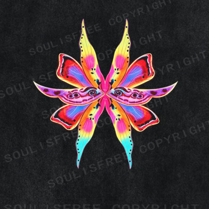 Soulisfree Psychedelic Eye Butterfly  Washed Tee