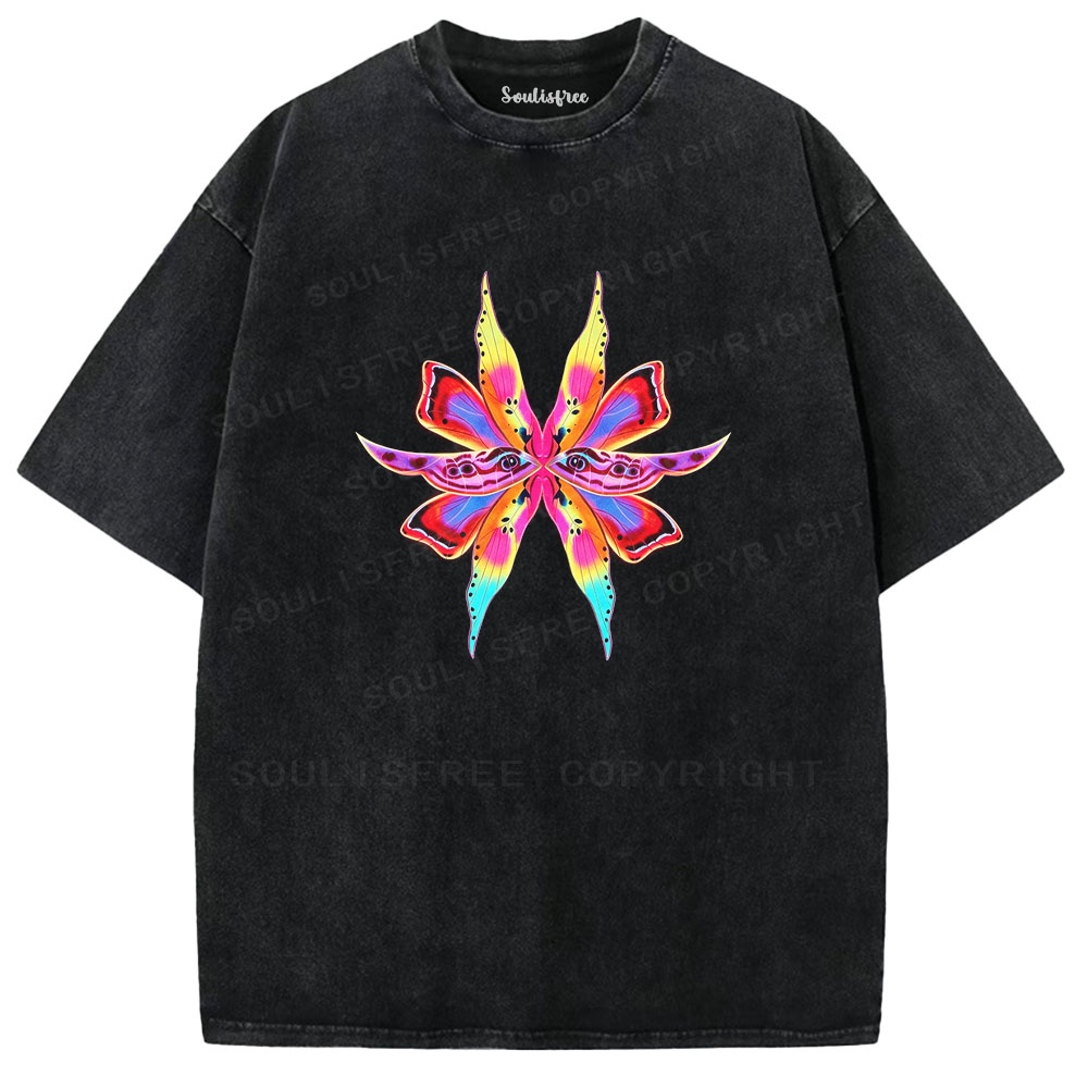Soulisfree Psychedelic Eye Butterfly  Washed Tee