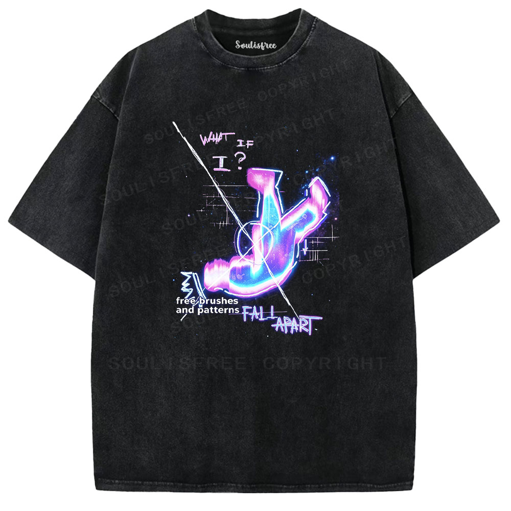 Soulisfree Distorted Typography Graphic Washed Tee