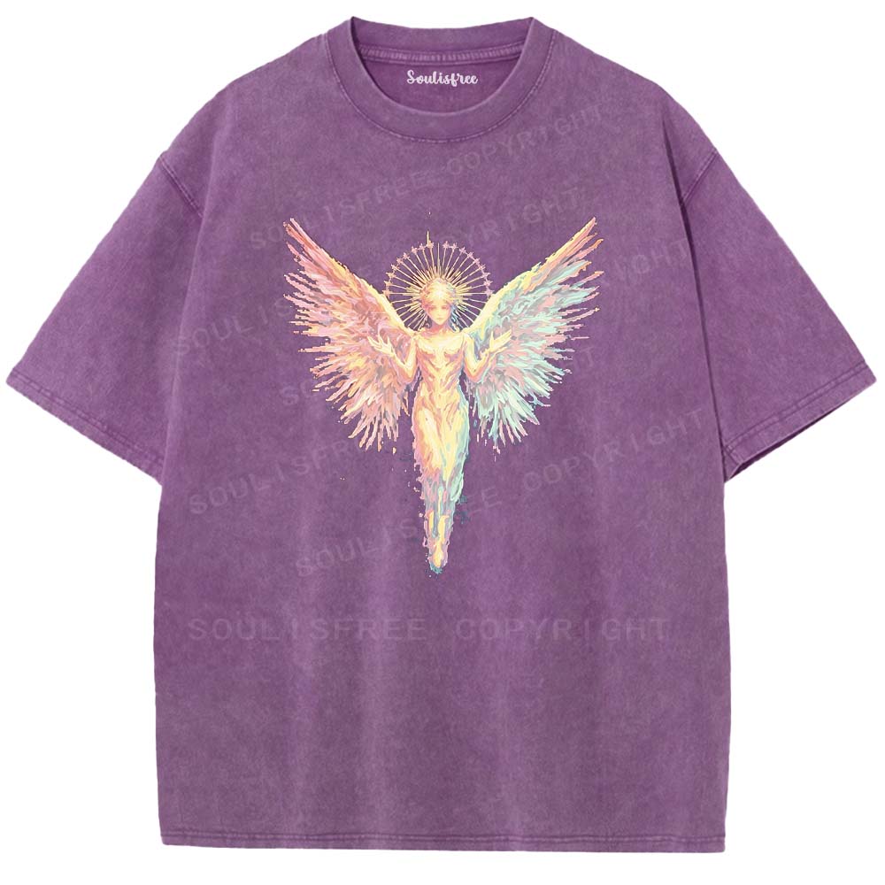Soulisfree Rainbow Angel Graphic  Washed Tee