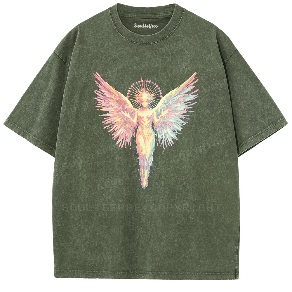 Soulisfree Rainbow Angel Graphic  Washed Tee