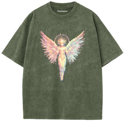 Soulisfree Rainbow Angel Graphic  Washed Tee