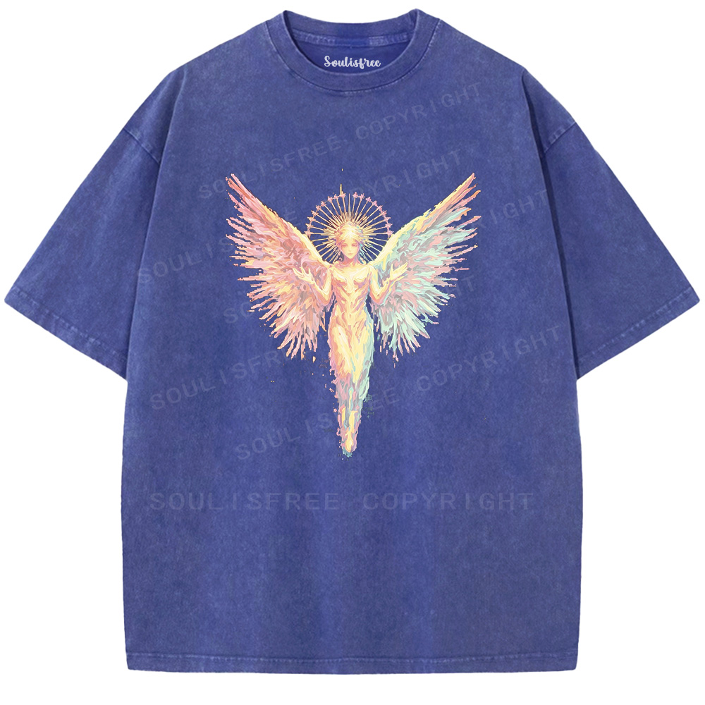 Soulisfree Rainbow Angel Graphic  Washed Tee