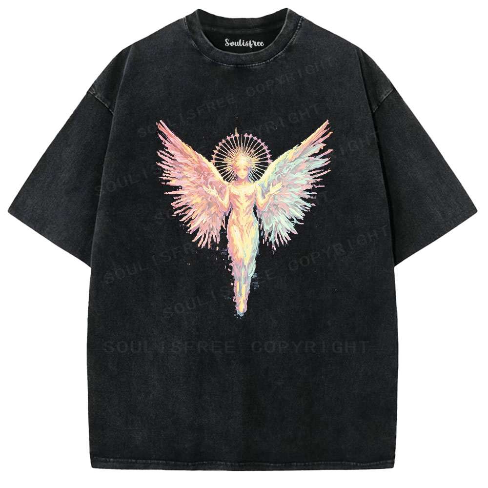 Soulisfree Rainbow Angel Graphic  Washed Tee