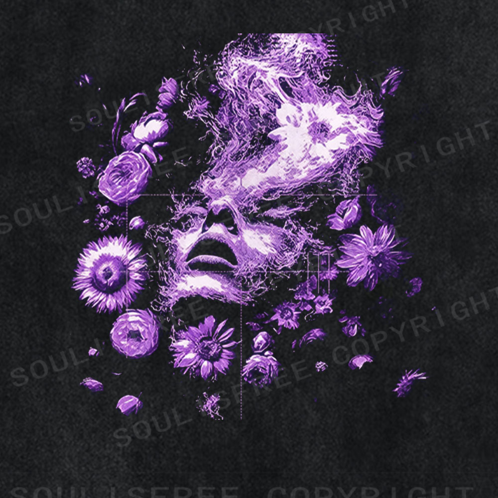 Soulisfree Purple Dream Floral Face Washed Tee