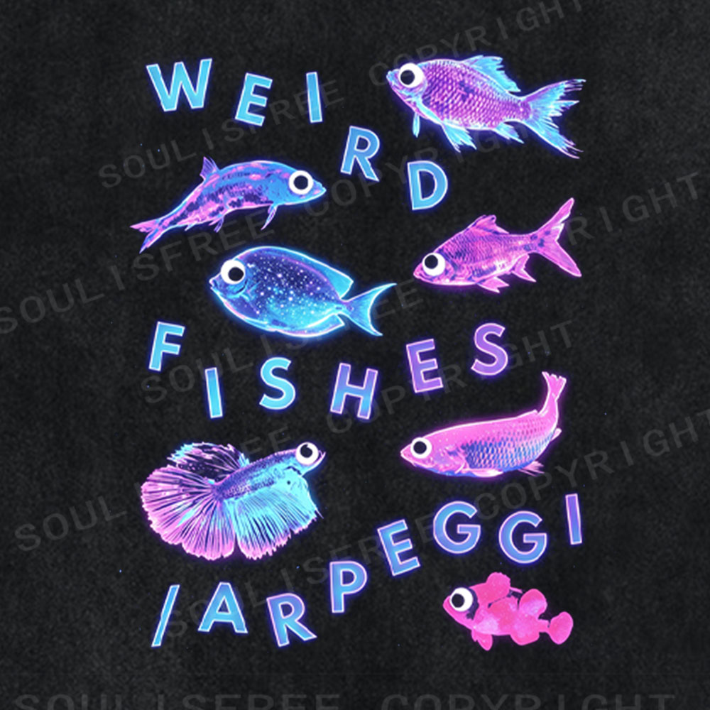 Soulisfree Weird Fishes Neon Graphic Washed Tee