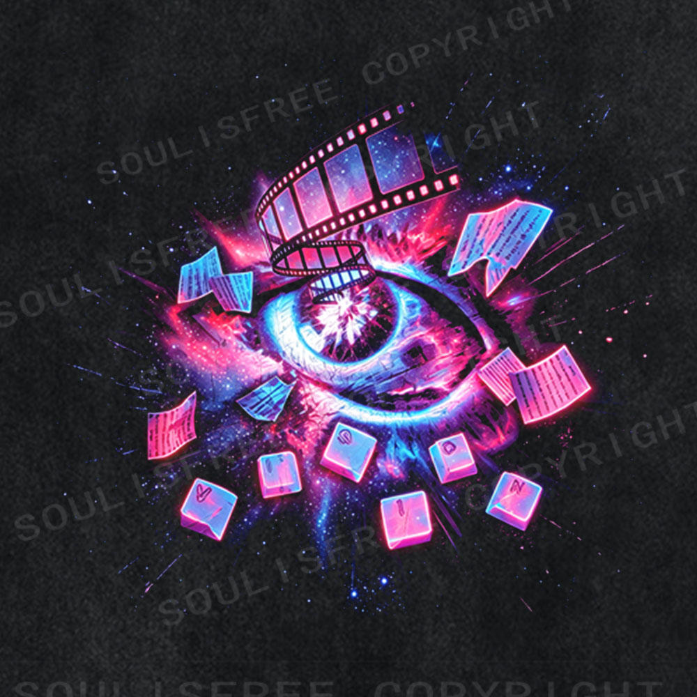 Soulisfree Cyber Cinema Eye Graphic Washed Tee