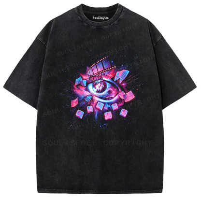 Soulisfree Cyber Cinema Eye Graphic Washed Tee