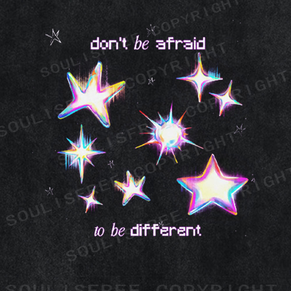 Soulisfree Don't Be Afraid Neon Star Washed Tee