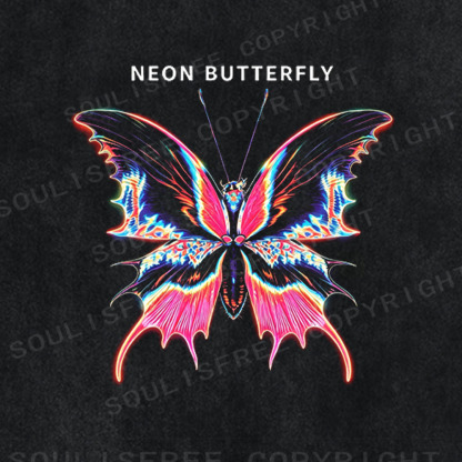 Soulisfree Neon Butterfly Washed Tee