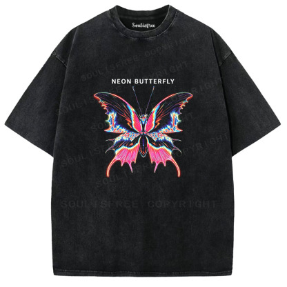 Soulisfree Neon Butterfly Washed Tee