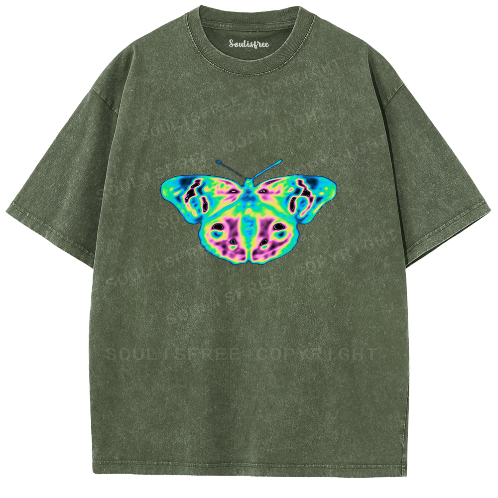 Soulisfree Acid Graphics Butterfly  Washed Tee