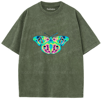 Soulisfree Acid Graphics Butterfly  Washed Tee
