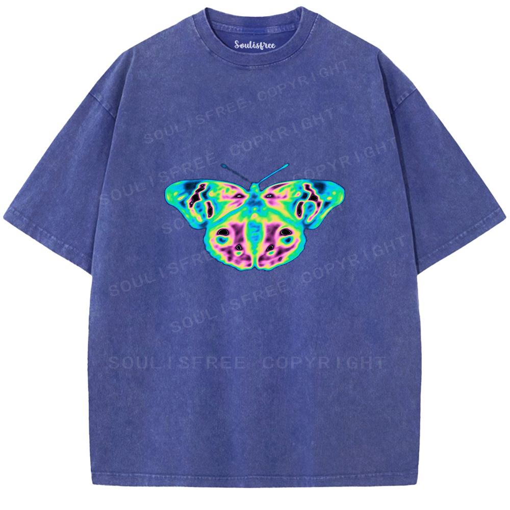 Soulisfree Acid Graphics Butterfly  Washed Tee