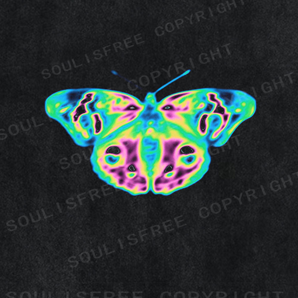 Soulisfree Acid Graphics Butterfly  Washed Tee