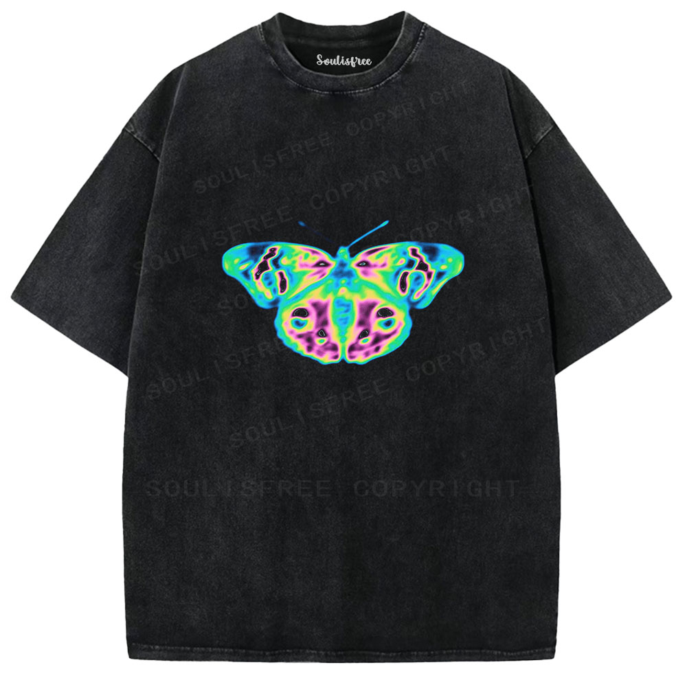 Soulisfree Acid Graphics Butterfly  Washed Tee