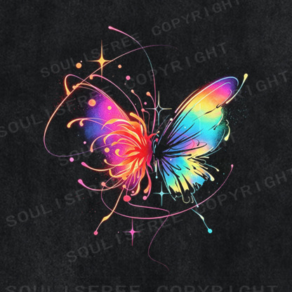 Soulisfree Rainbow Dream Butterfly Washed Tee