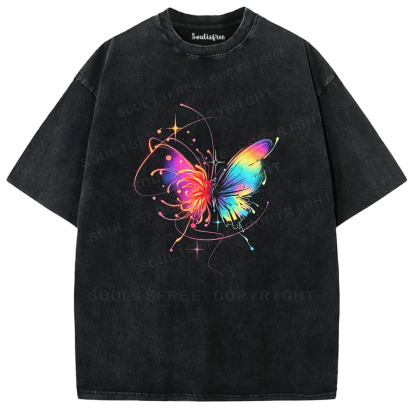 Soulisfree Rainbow Dream Butterfly Washed Tee