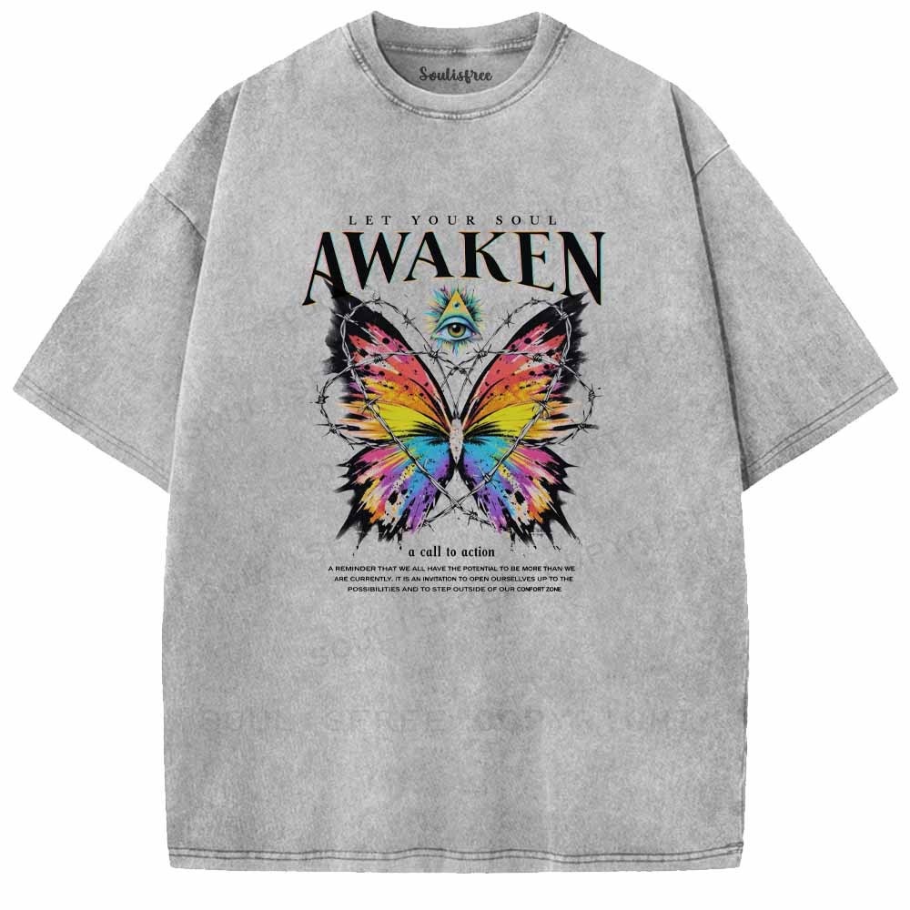 Designed Soulisfree Awaken Your Soul Butterfly Washed Tee | Soulisfree