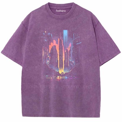 Soulisfree Neon Glow Over Future Streets Washed Tee
