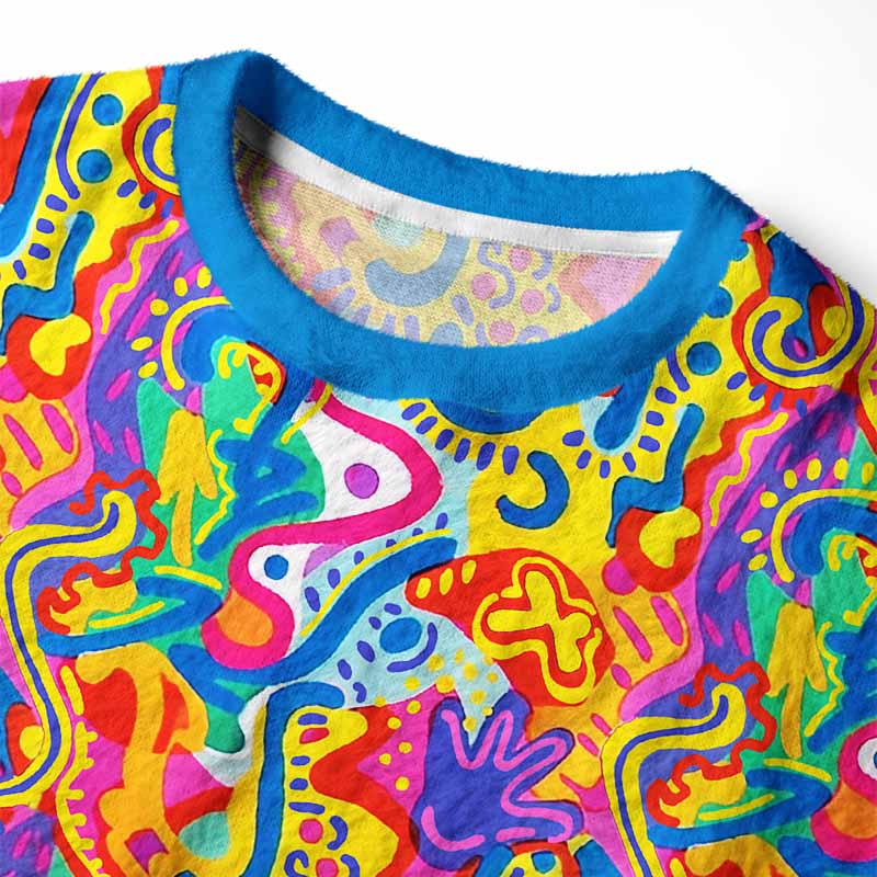 Soulisfree Psychedelic Vibes Fuzzy Crewneck Sweater