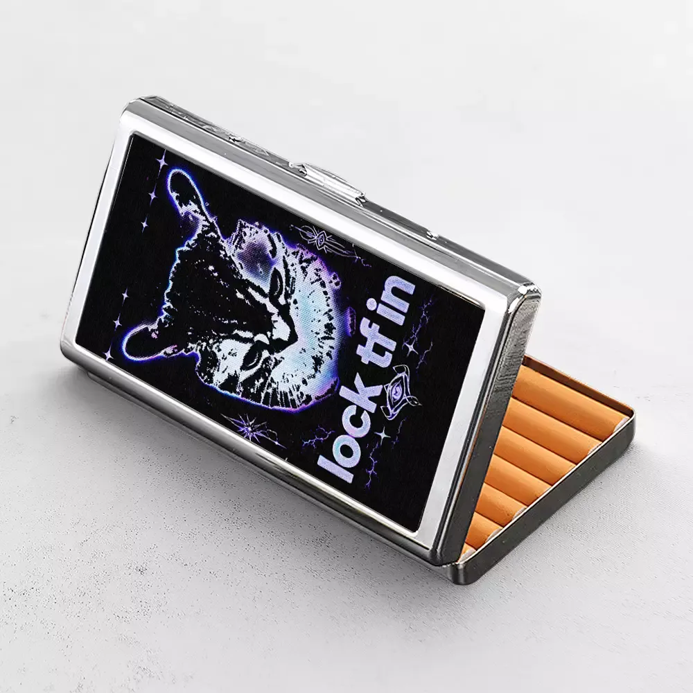 Soulisfree Purple Tribal Cat  Metal Pocket Case
