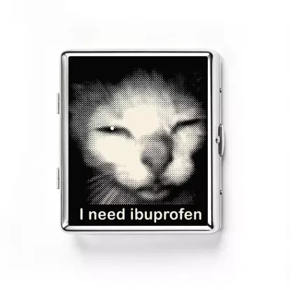 Soulisfree Tired Cat Humor Metal Pocket Case