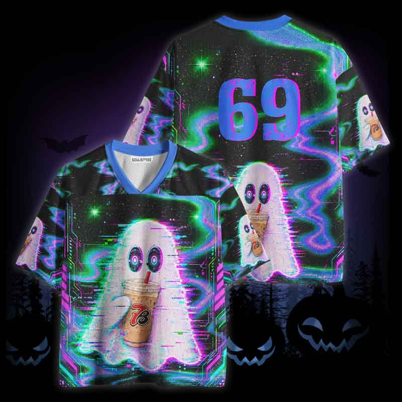 Soulisfree Cyber Glitch Coffee Ghost Mesh Jersey