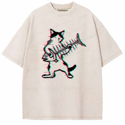 Soulisfree  Glitch Cat Rocker Washed Tee
