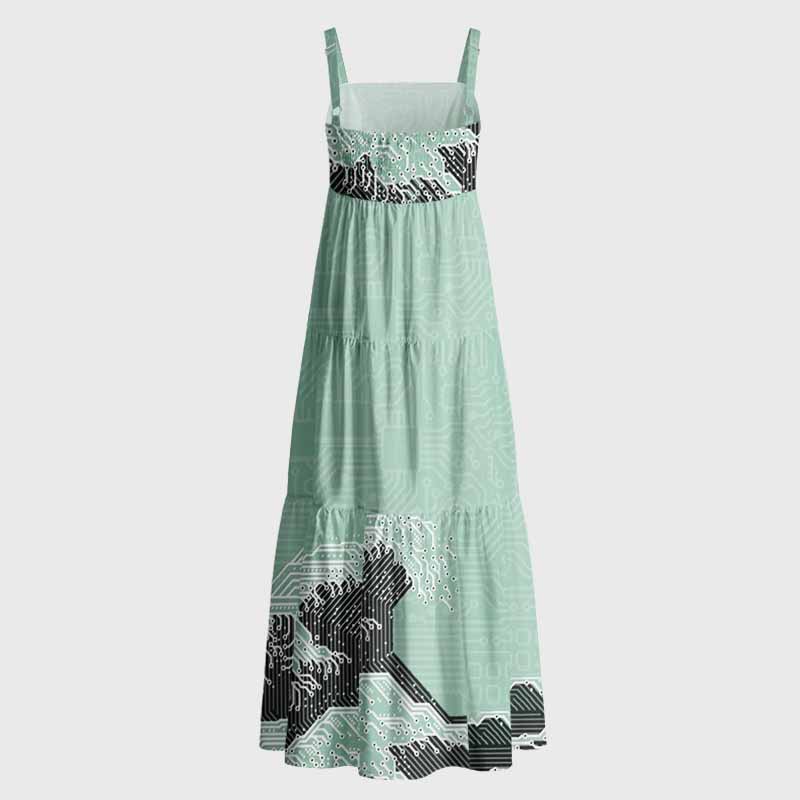 Soulisfree  Circuit Board Waves Boho Maxi Dress