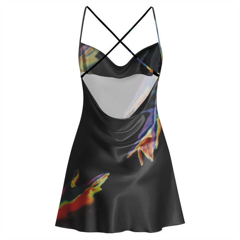 Soulisfree Lonely Love Cowl Neck Satin Mini Dress