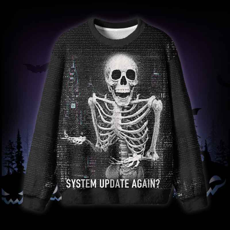 Soulisfree System Update Again Fuzzy Crewneck Sweater