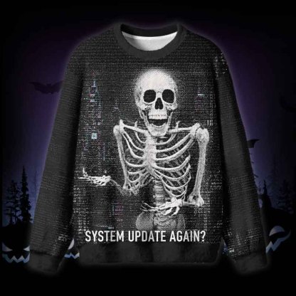 Soulisfree System Update Again Fuzzy Crewneck Sweater