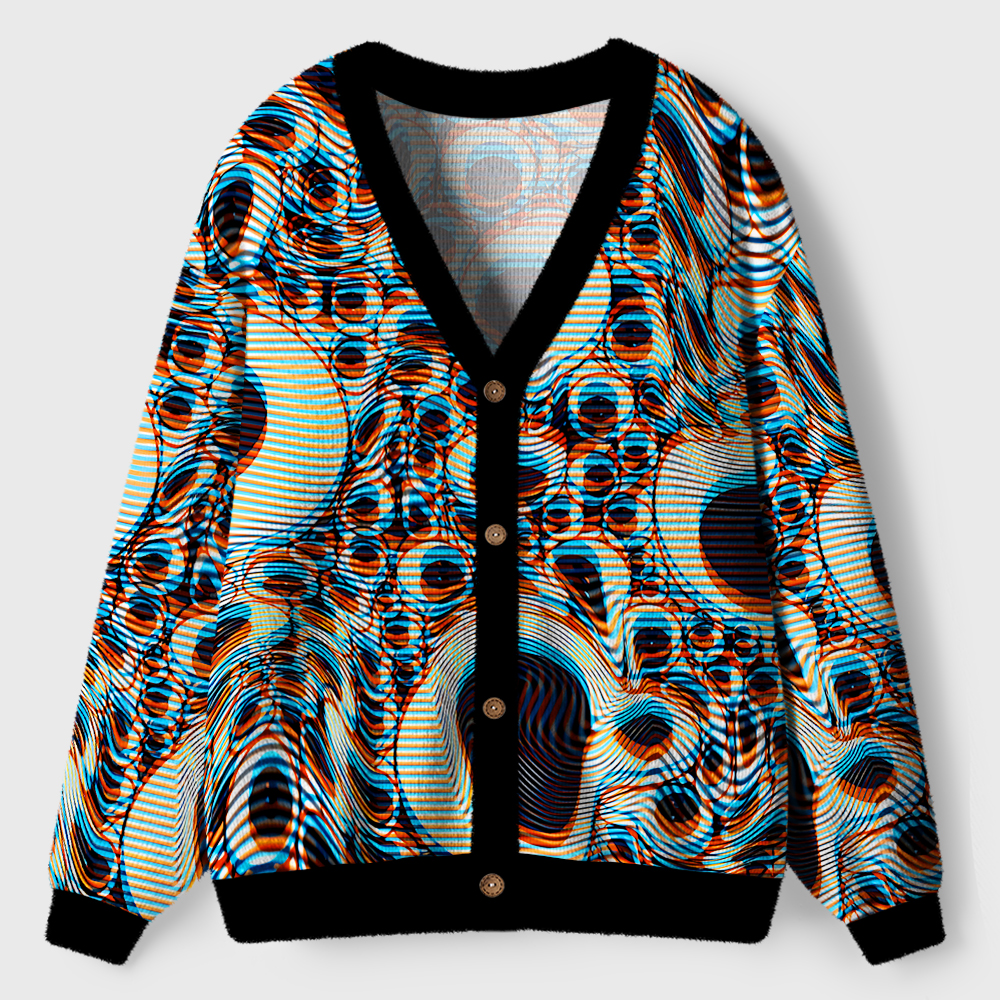 Trippy Optical Vortex Ugly Cardigan Sweaters 