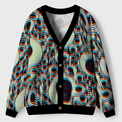 Trippy Optical Vortex Ugly Cardigan Sweaters 