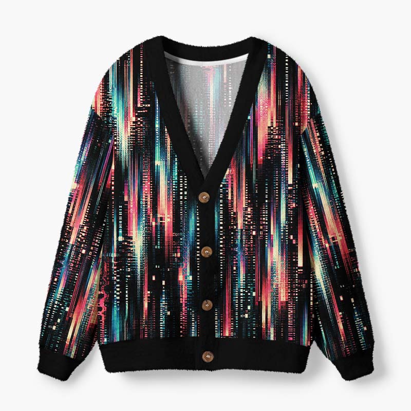 Soulisfree Between Reality And Code Fuzzy Cardigan Sweater