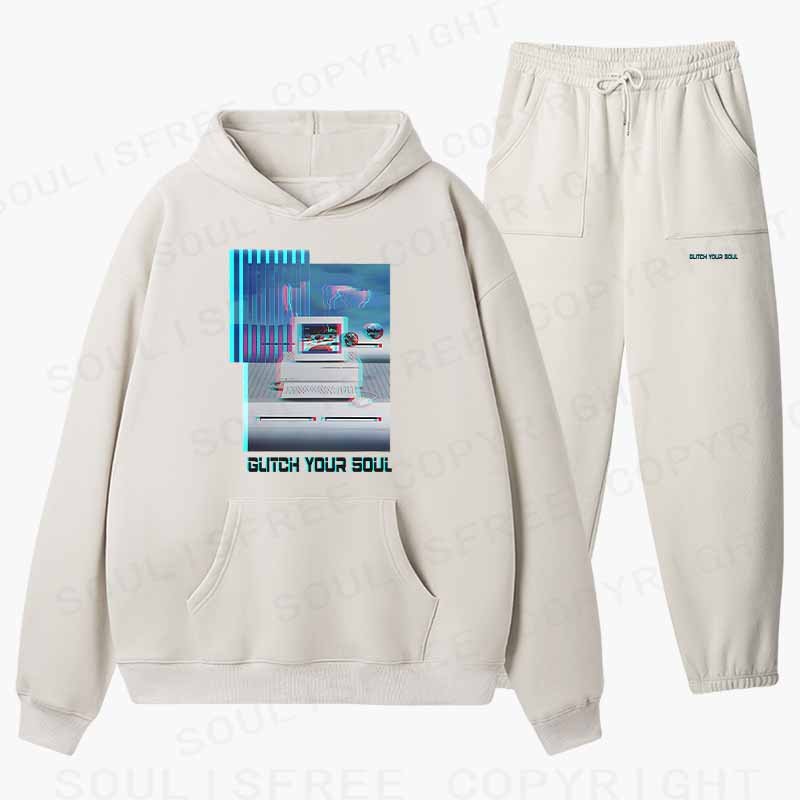 Soulisfree GLITCH YOUR SOUL Cotton Fleece Hoodie Set