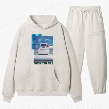Soulisfree GLITCH YOUR SOUL Cotton Fleece Hoodie Set