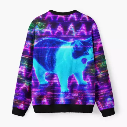 Soulisfree Screaming Cat AAAAAAA Fuzzy Crewneck Sweater