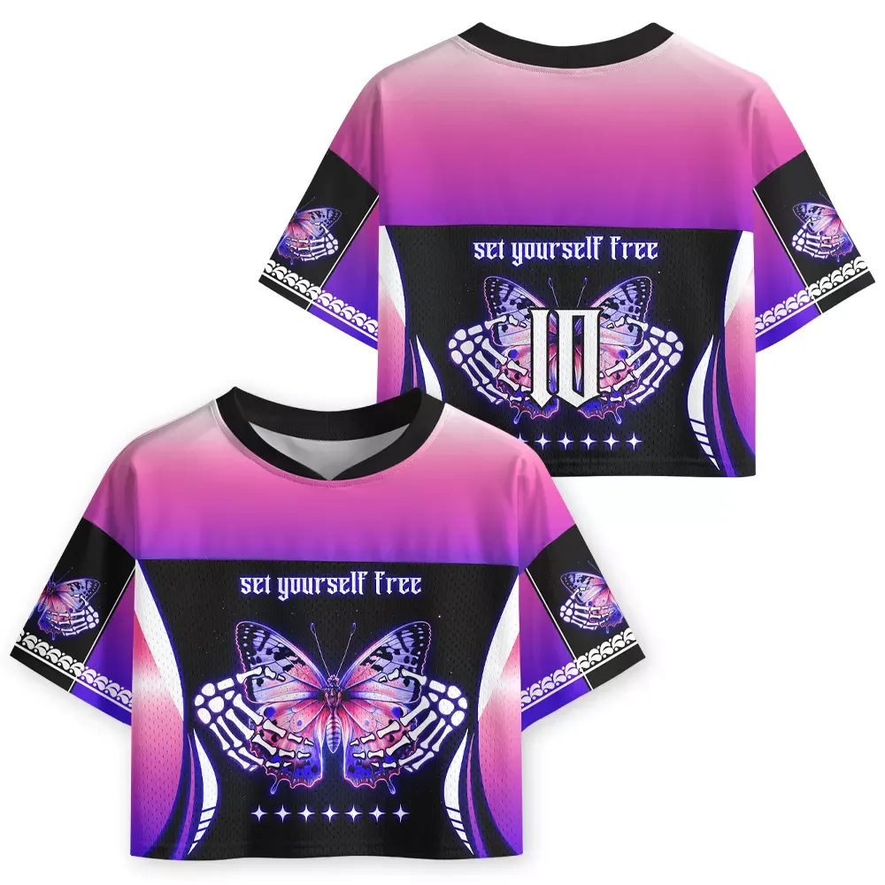 Soulisfree Set Yourself Free Cropped Mesh Jersey