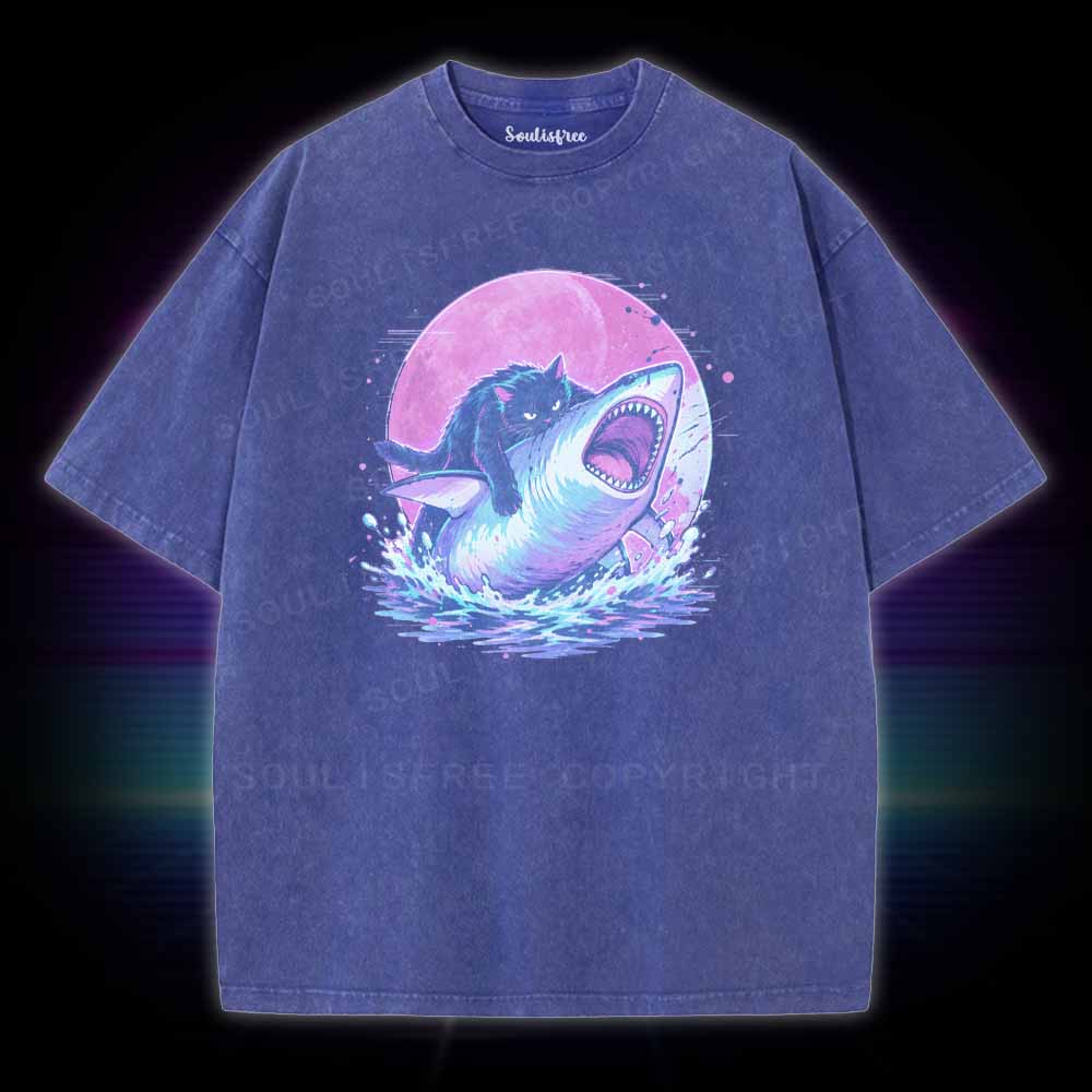 Soulisfree Fat Cat Vs Shark Washed Tee