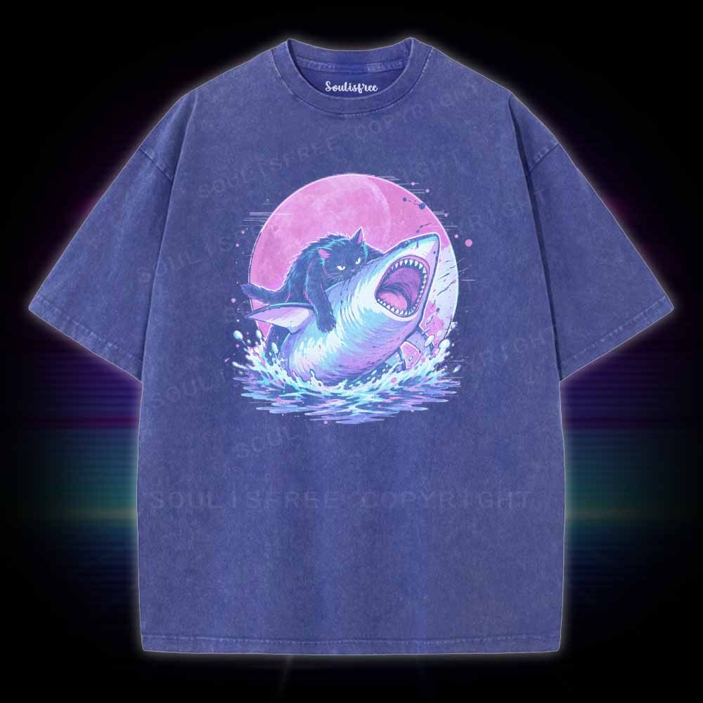 Soulisfree Fat Cat Vs Shark Washed Tee