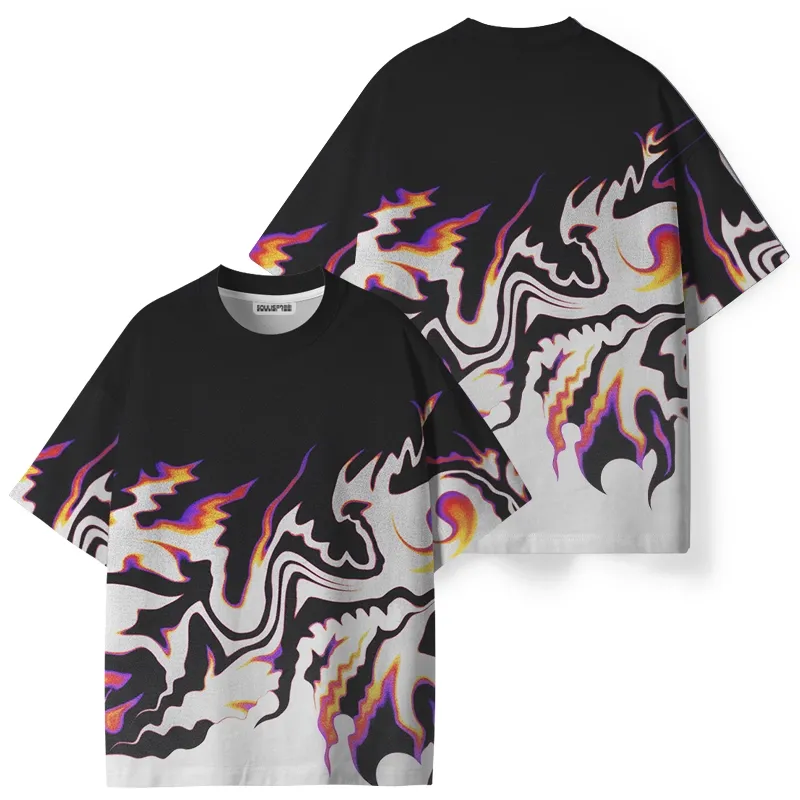 Soulisfree Neon Lava Swirl Split ECO‑PERF Graphic Tee