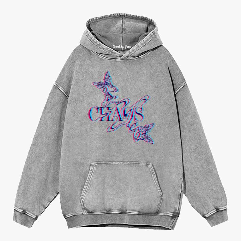 Soulisfree Chaos Butterfly Glitch Aesthetic Washed Hoodie