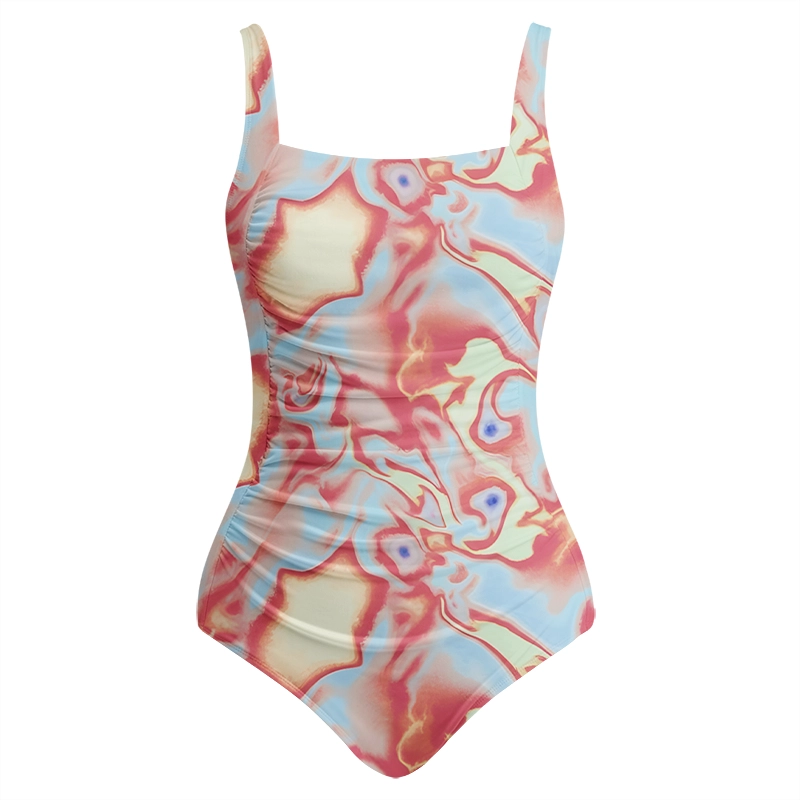Soulisfree Dreamy Pastel Marbled Swirl Galaxy One‑Piece Swimsuit