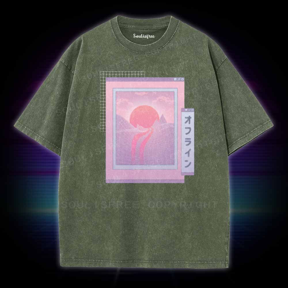 Soulisfree Vaporwave Japanese landscape Washed Tee