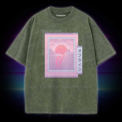 Soulisfree Vaporwave Japanese landscape Washed Tee