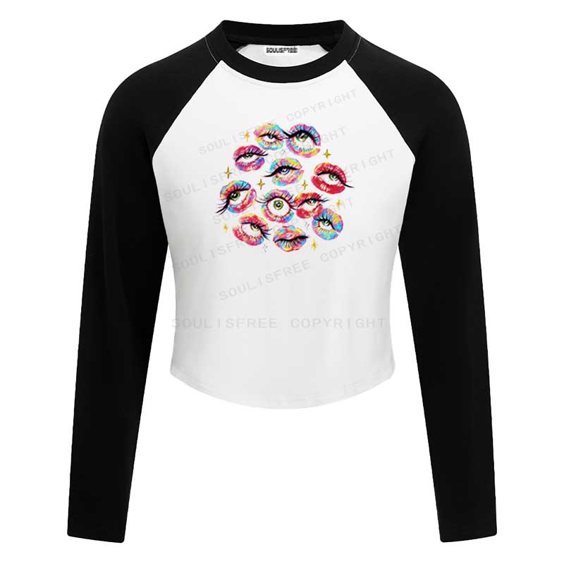 Soulisfree Eyes Everywhere Raglan Crop Tee