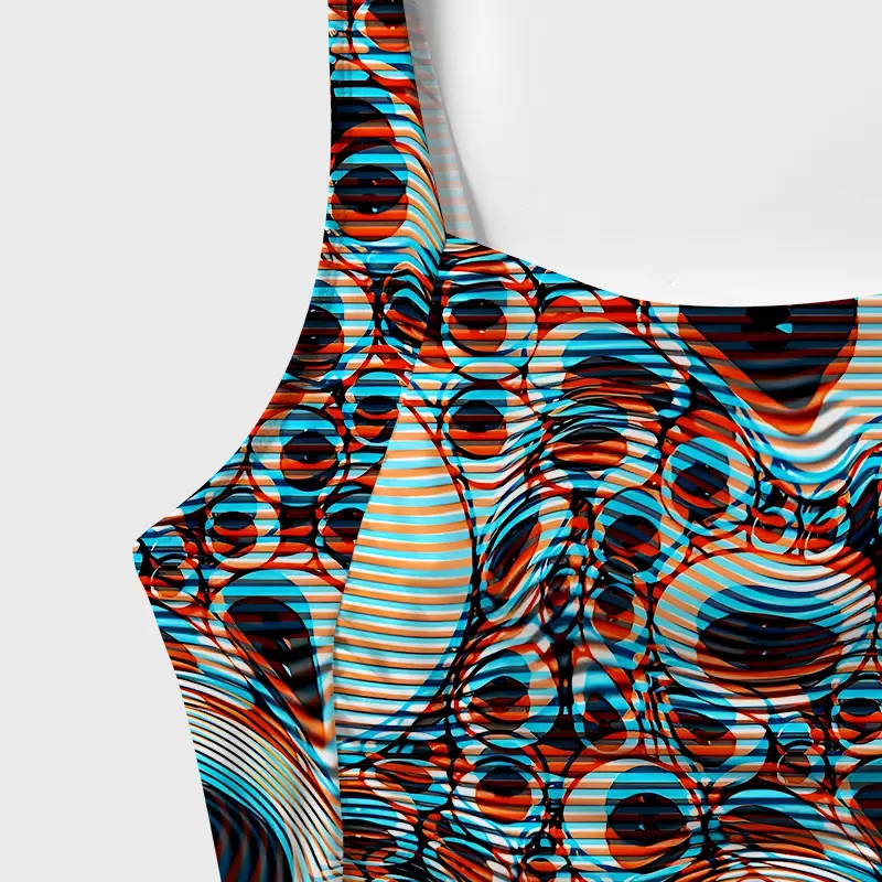 Soulisfree Trippy Optical Vortex One‑Piece Swimsuit